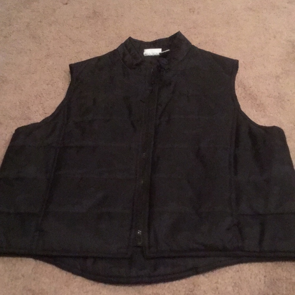 Thin black quilted vest.